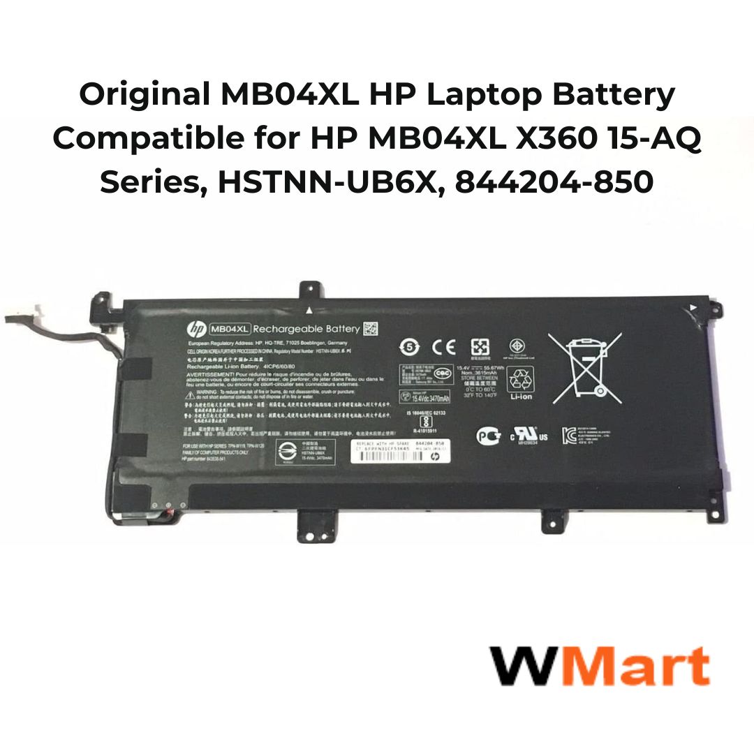 xr:d:DAGBJrFzPoU:19,j:5385602993321474453,t:24040319 HP original MB04XL HP Laptop Battery Compatible for HP MB04XL X360 15-AQ Series, HSTNN-UB6X, 844204-850 - Image 1